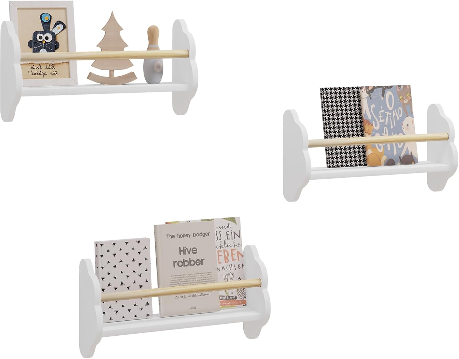 Bibliothèque Montessori pour enfants WOLTU : rangement optimal avec 3 tablettes