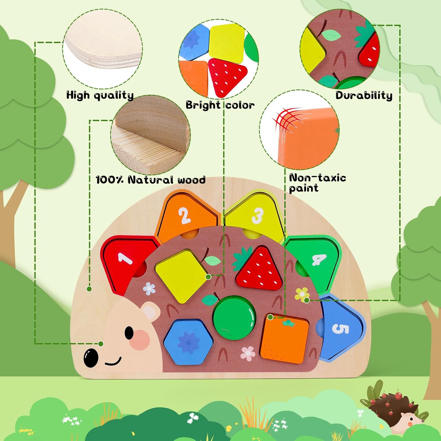 Puzzle Montessori en bois pour bébé et enfant 1-3 ans – Image 4